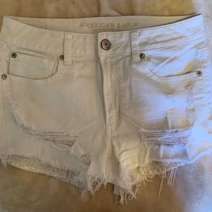 American Eagle White Ripped Shorts